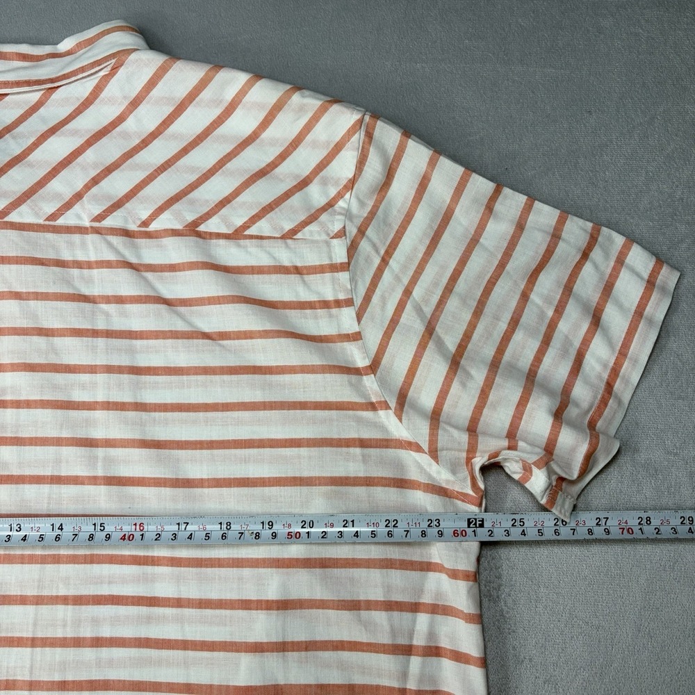 Patagonia Men's Shirt Size XL  Orange Organic Cotton Short Sleeve Shirt Striped - Picture 6 of 10